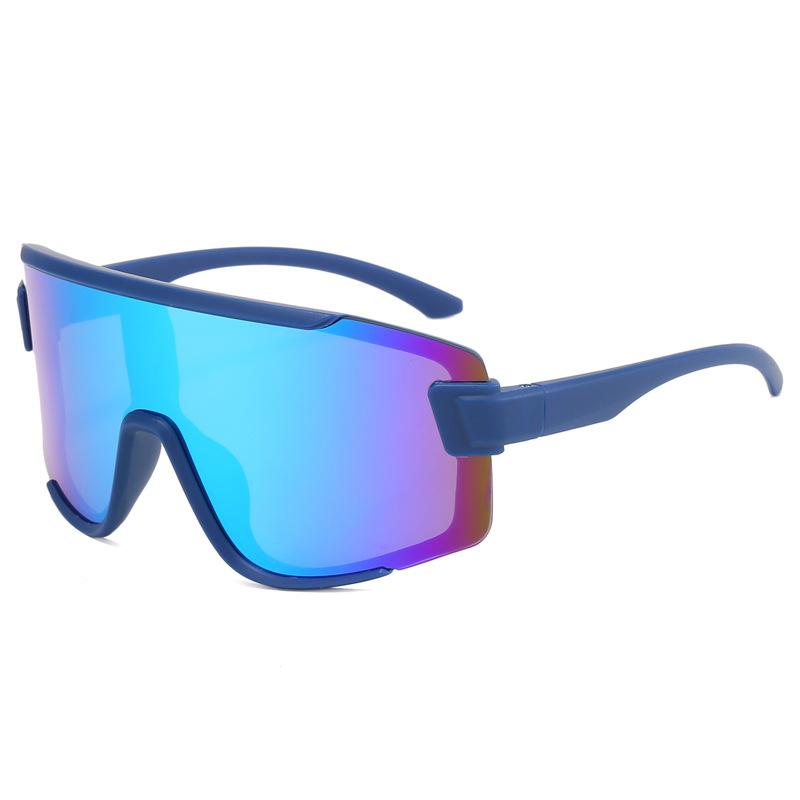 2025 New Children s Cycling Sunglasses Teenage One-Piece Sunglasses, Colorful Outdoor Glasses синий