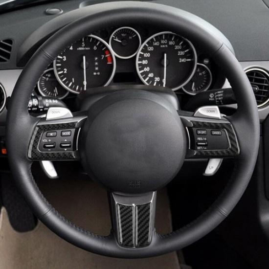 Carbon Fiber Steering Wheel Button Frame Chin Cover For Mazda MX-5 2009-2015