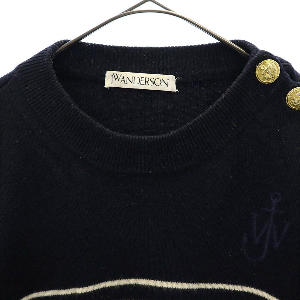 J.W.Anderson. Border Long Sleeve Sweater S Navy X White Knit Men's Used