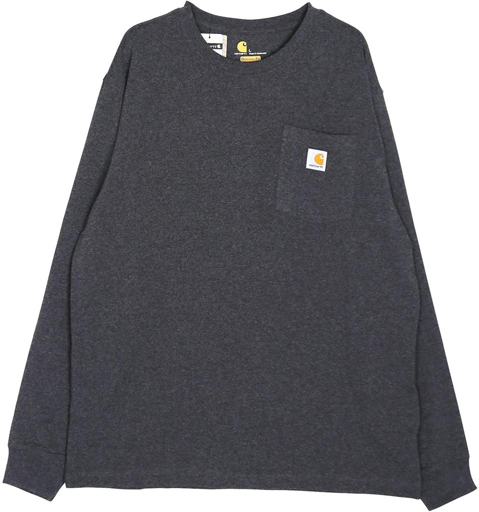 Crew Neck Long with Chest Pocket Long Sleeve L Carbon Heather [Carhartt] T-shirt Men's T-Shirt