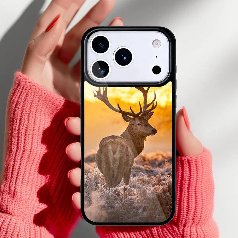 hunting Deer Sunset Phone Case for iPhone 17 16 15 14 13 Pro Max Back Cover for 12 11 Pro Coque