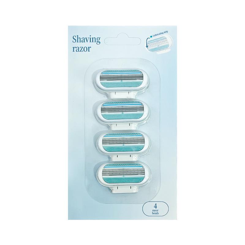 Three-Layer Women s Manual Razor with Flexible Pivoting Stainless Steel Blades 4 Blue Blades