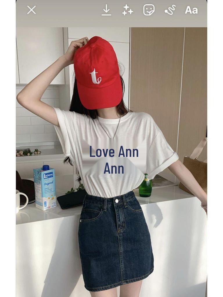 Korean Retro High-Waist Dark Blue Denim A-Line Skirt