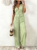 Sleeveless V-Neck Romper Shorts with Floral Print and Tie Detail in Light Blue