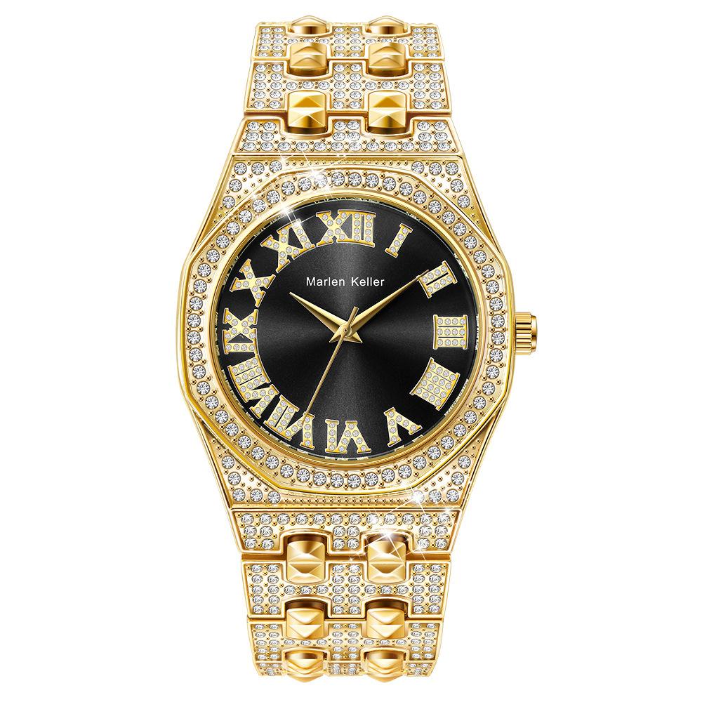 Luxury Full Diamond Men Watches Fashion Stainless Steel Strap Male Quartz Wristwatches