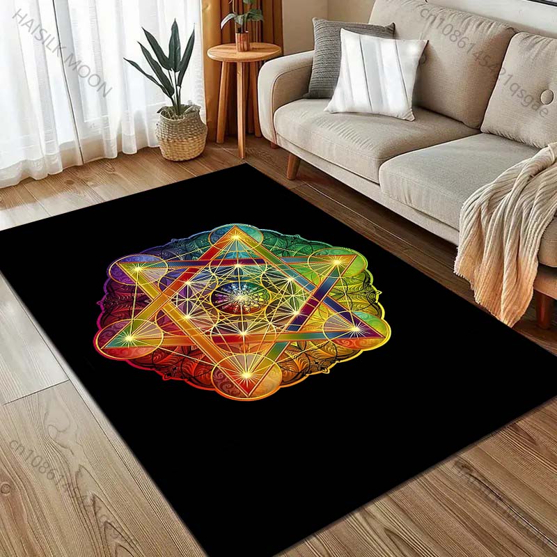 Occult Metatron's Cube Print Carpet Rug for Living Room Bedroom Sofa Doormat Decor Kids Play Home Area Rug Non-slip Floor Mat