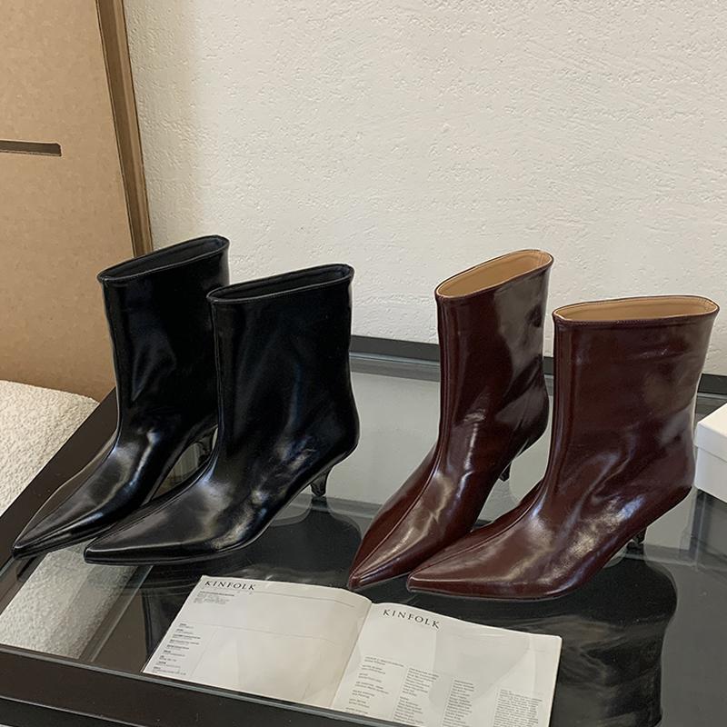 Eilyken  Winter New Fashion Ankle Short Boots Women Pointed Toe Elegant Thin Low Heel Dress Ladies Pumps Shoes