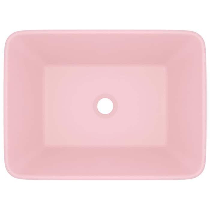 VidaXL Lavabo de Luxe Vasque à Poser de Toilette Lave-mains de Salle de Bain Salle Cosmétique Rectangulaire Intérieur Rose 147043