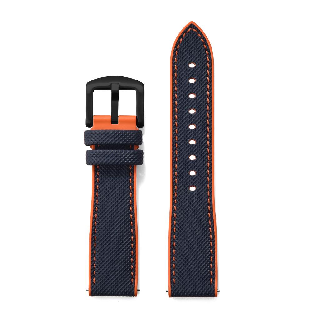 STAPELP Hybrid FKM Sailcloth Nylon Watch Strap 18mm 20mm 22mm 24mm Fluoro Rubber Leather Watchband For Each Brand Diving Watches