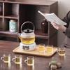 Fruit teapot, teacup, heat-resistant glass flower teapot set, candle heating afternoon tea, leisure hall, beauty salon, tea set