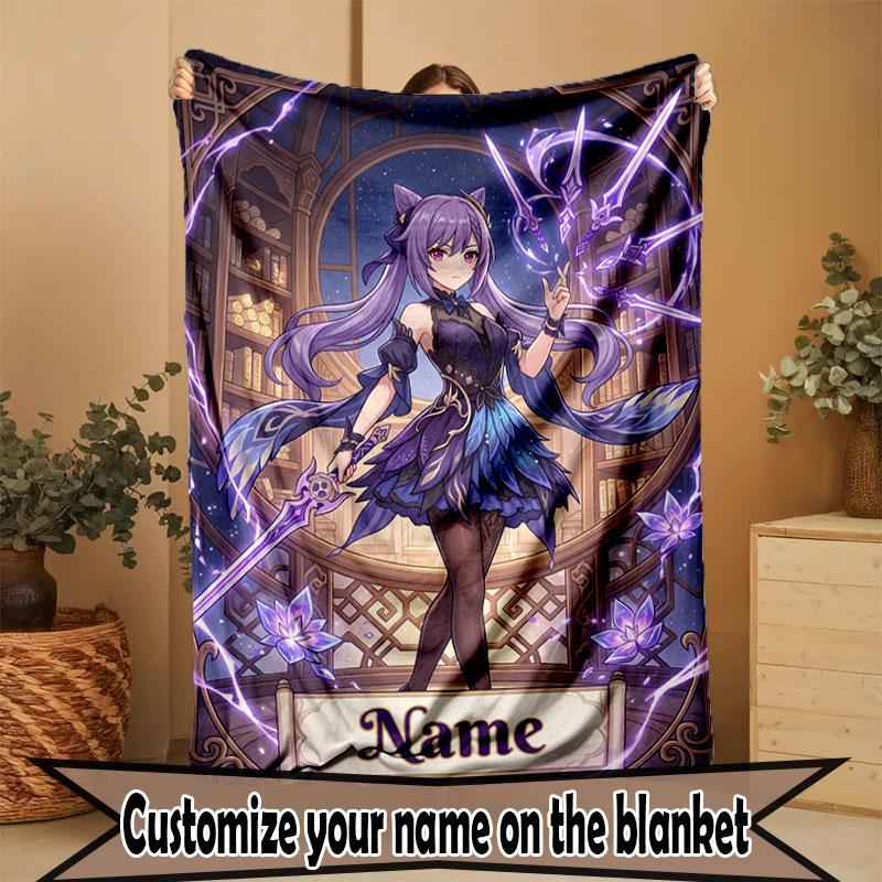 Custom Name Personalized Genshin Impact Print Blanket, Home Decor, Bedroom, Sofa, Camping, Couch, Gifts for Birthday Christmas
