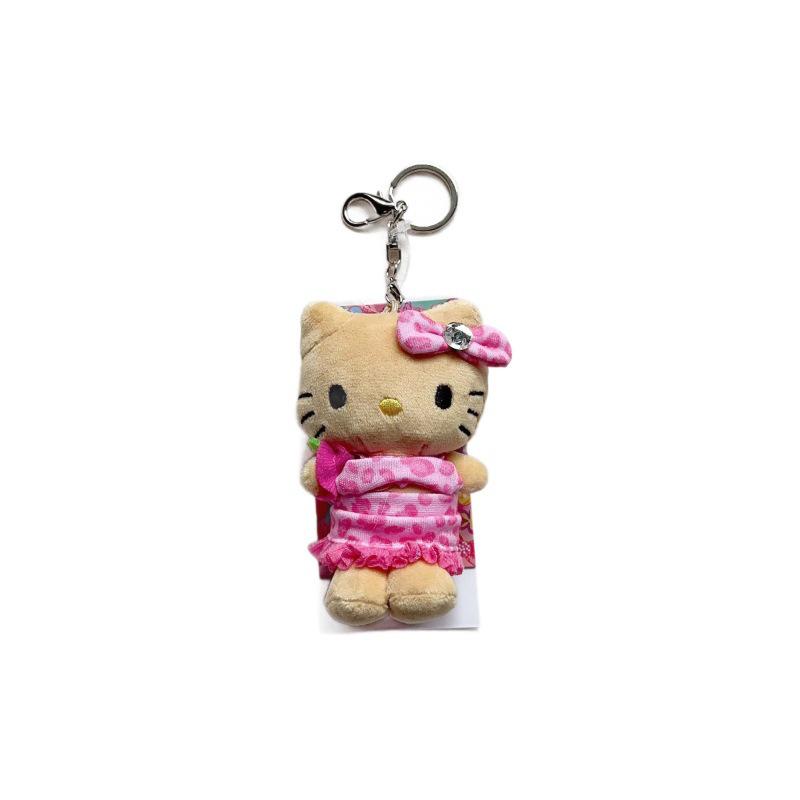 Hawaii Black Leather Pink Leopard Bikini Cat Plush Toy Ornament with Heart Pendant Gift