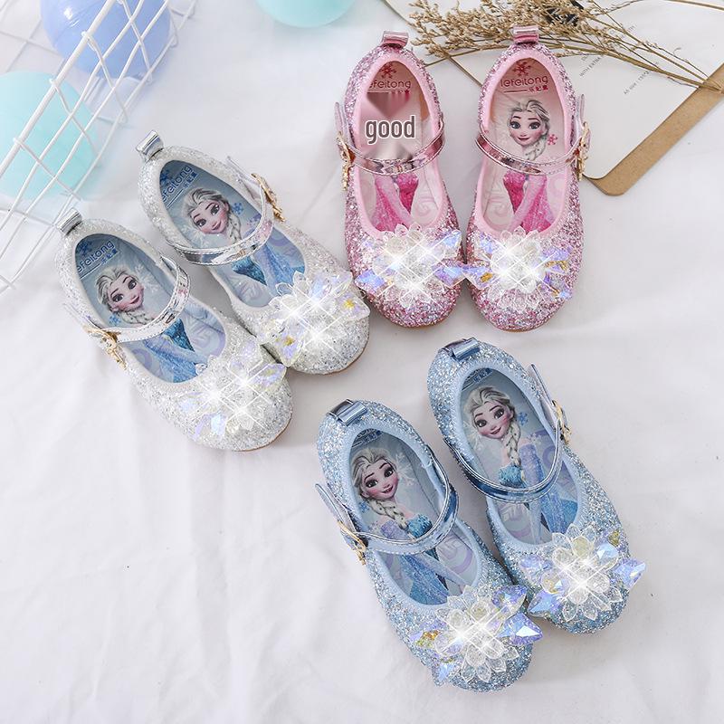 Elsa Princess Girls' Rhinestone Crystal Shoes – Summer/Fall Fashion, Soft Sole Flats