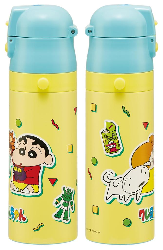 Skater Water Direct Crayon Design for Boys and Stainless Sports Children's Bottle, Drinking, 470ml, Shin-chan 26, Girls, Insulated, Steel,