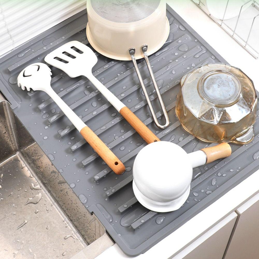 Non-slip Tableware Drainage Mat Slope Diversion Design Kitchen Sink Drain Pad Counter Top