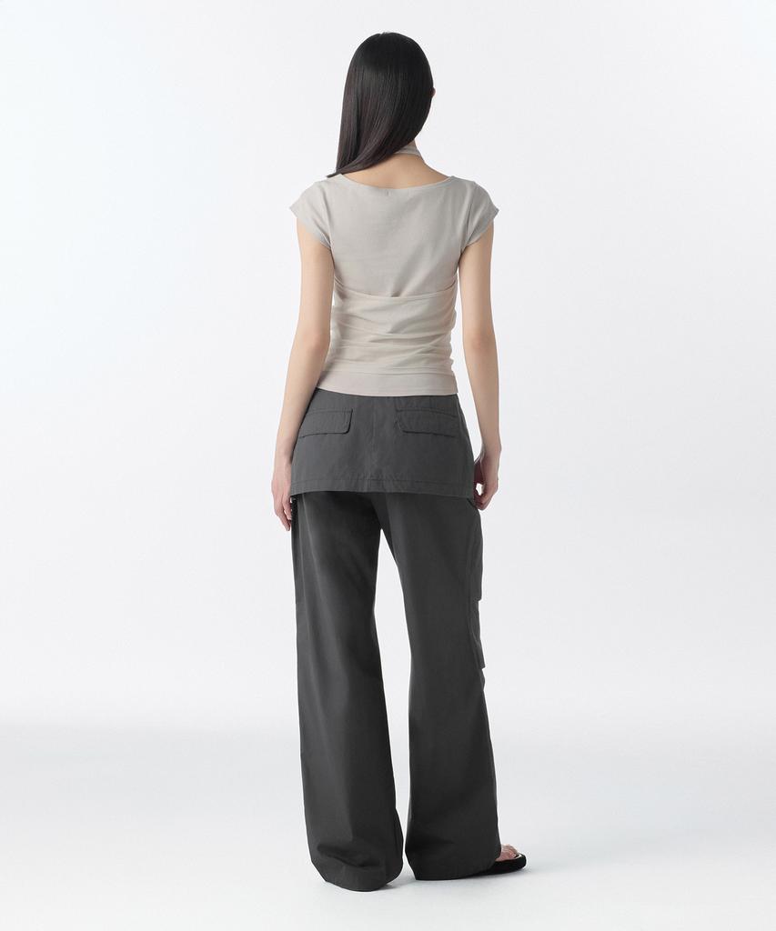 MUSINSA STANDARD WOMAN Women'S Wrap Skirt Parachute Pants [Dark Gray]