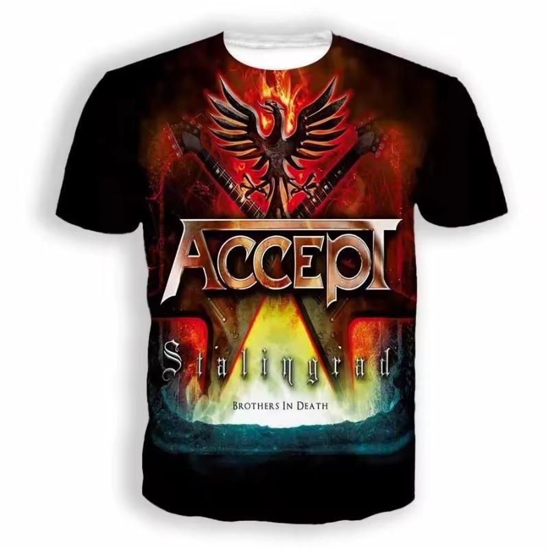 Vintage Men's T-shirt Classic Band Accept 3D Printed T Shirts Man Women Hip Hop Short Sleeve Tee Fashion Street Men Top Clothing