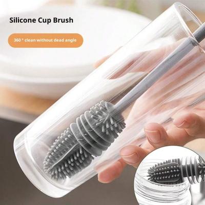 Silikonbecherbürste mit langem Griff, Thermosbecher-Reinigungsbürste, Glasbecherbürste mit langem Griff, Babyflaschen-Reinigungsbürste, Küchenreinigungsbürste