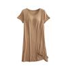 Women Casual Short Sleeve Nightgown Solid Color Pajama Dress with Bra Pad