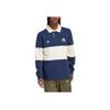 Adidas Originals Trefoil Contrast Logo Print Long Sleeve Polo Shirt Men Top Blue White IP7174