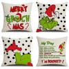 Green-haired Monster Pillow Cover Linen Christmas Pillow Cover Living Room Sofa Lumbar Cushion Cover