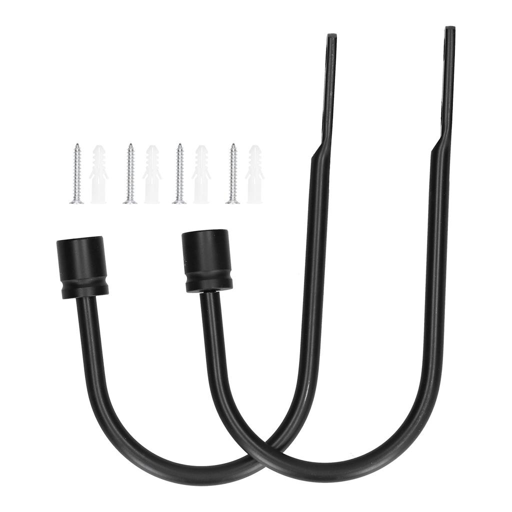 2Pcs Curtain Hook Aluminum Alloy U Shaped Cylinder Fixed Drapery Holdback for Home Office BedroomBlack