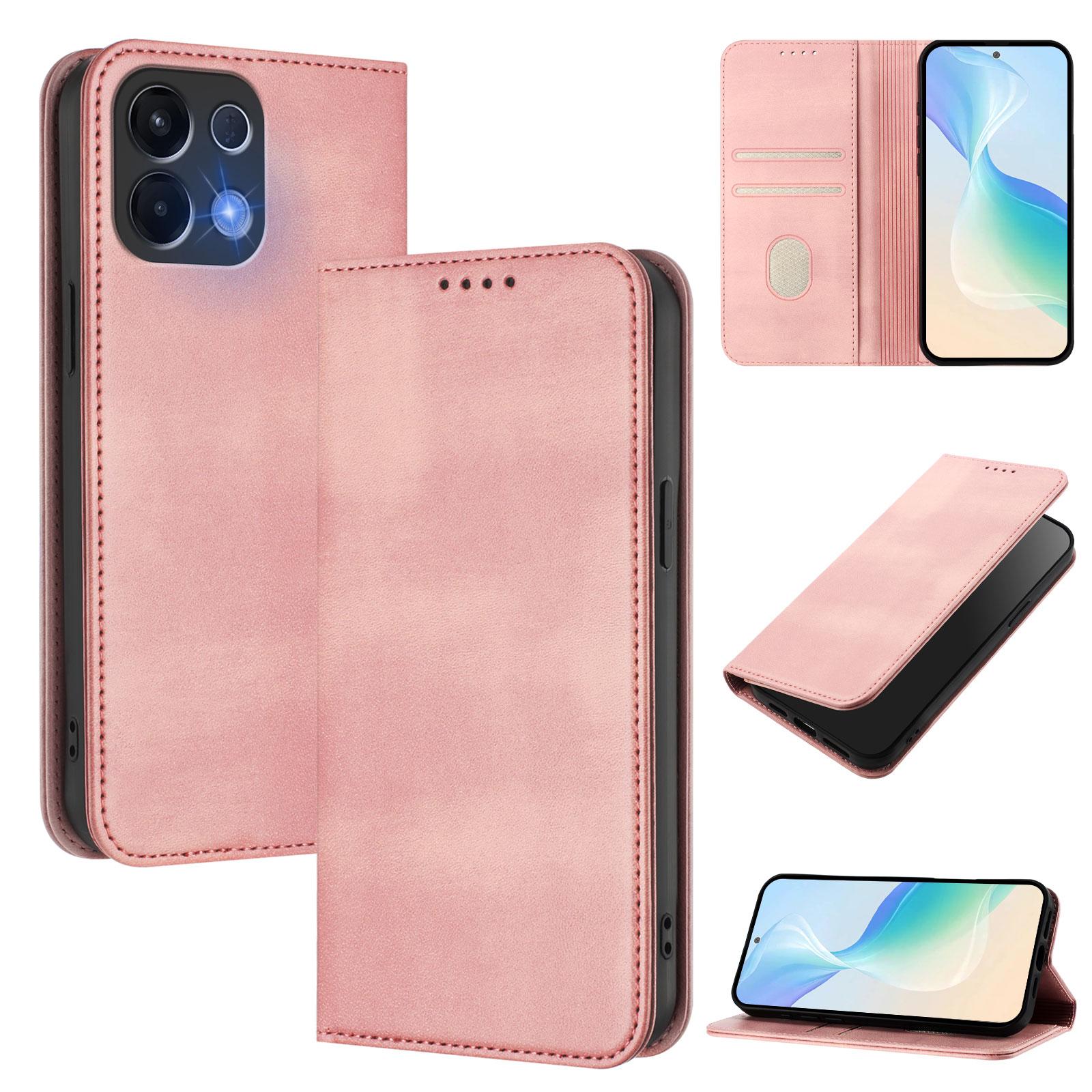 

For Oppo K13 5G Wallet Cases Retro Texture RFID Blocking Leather Phone Cover Pink