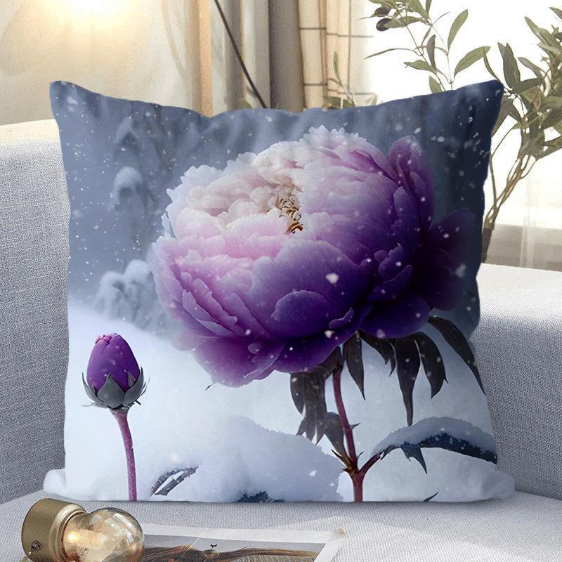 Rose Flower Print Decorative Pillowcase Bedroom Living Room Square Cushion Pillowcase