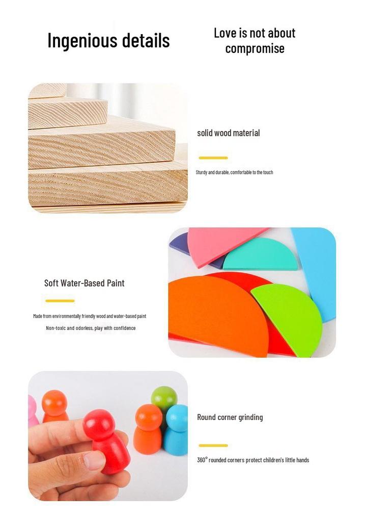 Children's Wooden 4-in-1 Rainbow Arch Bridge Stacking Blocks Early Education Toy