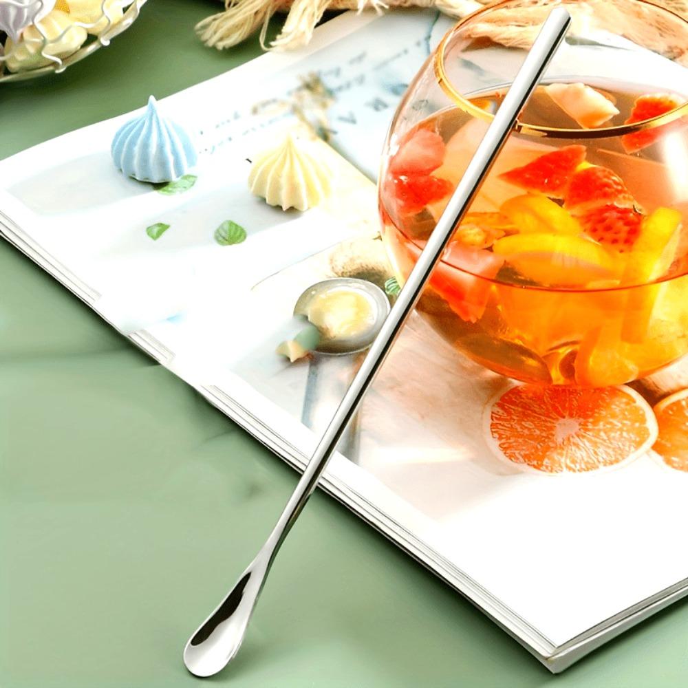 1pc Premium 304 Stainless Steel Iced Tea Spoon - Long Handle for Coffee & Tea Stirring - Elegant Drink Mixer Stick