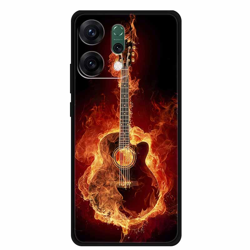 For Oppo Reno 14 5G 3D CaseRelief Flowers Emboss Phone Cover For Oppo Reno 14 Black Silicone Shockproof Soft Fundas Protector