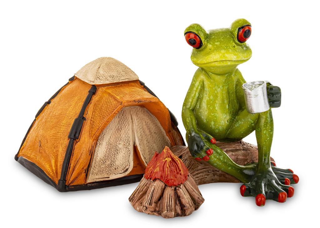 Frog Figurine on Camping Bushcraft Tent 9.5x16cm