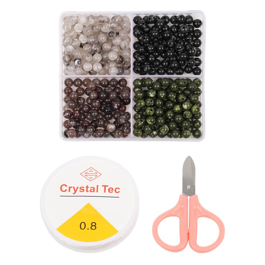 4 Grid Box Mixed Color 6mm 440pcs Acrylic Bead Jewelry Making Kit, Handmade DIY Bracelet Necklace Gift Making