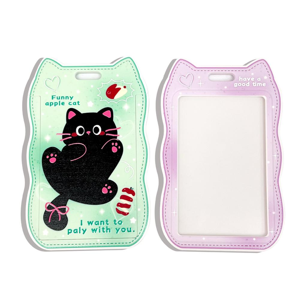 Creative Cat Ear Wave Card Cover Student Campus Cards Case Employee Id Card Holder Sliding Cover ABS ID Holder Bus Card Holder