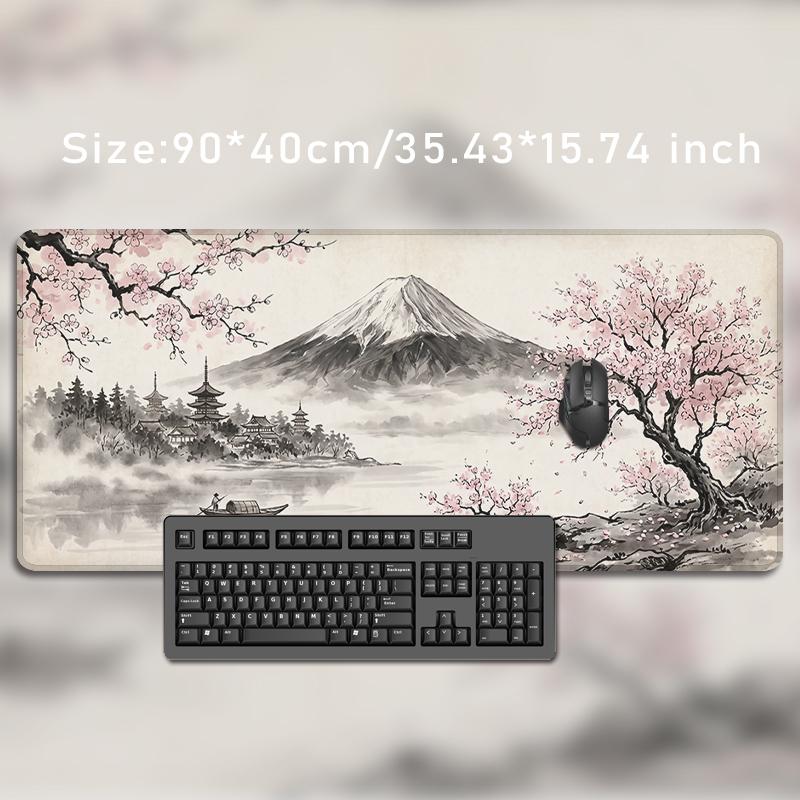 Mouse Pad Japanese Sakura Fuji Landscape Gaming Printon Demand Large Mousepad XXL Playmat Non-Slip Soft Office Mouse Mats