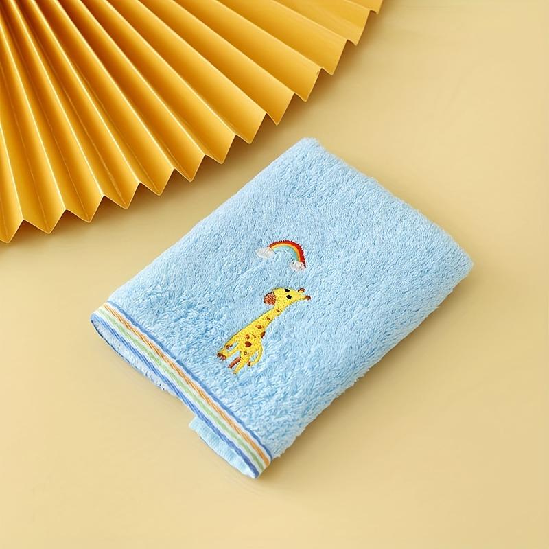 Set da 4 asciugamani in fibra di bambù, asilo, ricamo cartone animato, asciugamano per le mani, morbido, assorbente, 25 x 50 cm / 9,84 x 19,68 pollici, colore casuale