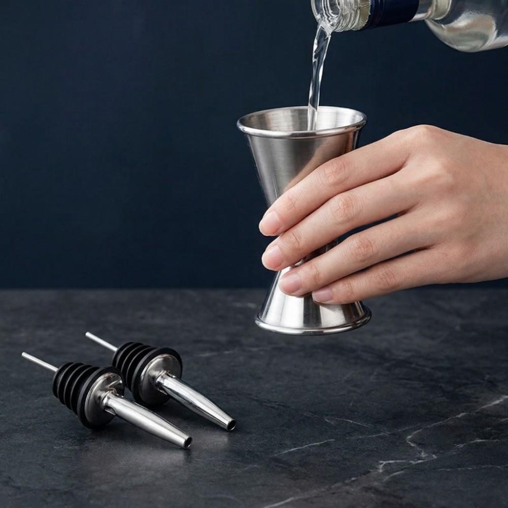 6Pcs/Set Stainless Steel Cocktail Shake Dishwasher Safe with Stirring Spoon Drink Mixer Bar Set Leak-Proof Measuring Jigger