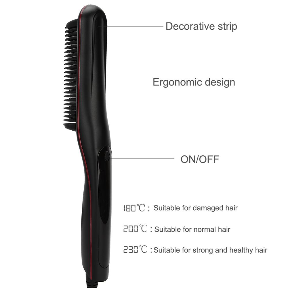 Electric Hair Straightener Comb Anti Scald Beard Straightener Brush  (Black )
