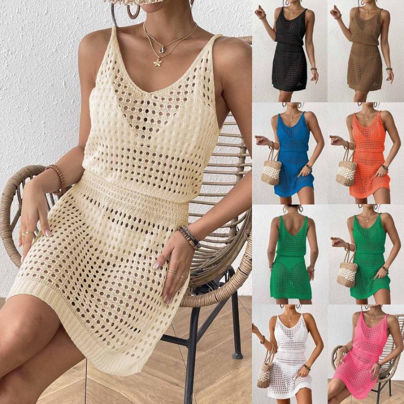 Women S Hollow Out Elastic Waist Slip Dress Sexy Beach Dress