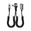 R6FF 66W Fast Charging 90 Degree Angled USB Spring Coiled Data Cable for Car Computer