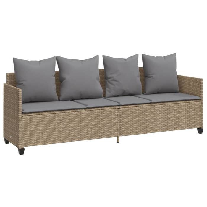 VidaXL Salon de jardin avec coussins 5 pcs beige résine tressée, ensemble de canapés d'extérieur, salon de jardin, ensemble 3261560