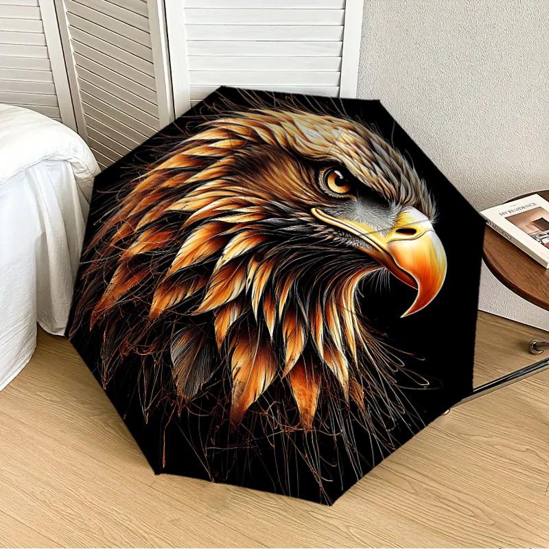 1pc Eagle Head Fashionable Automatic Opening/Closing Folding Umbrella with 8 Iron Bones, Plastic Handle Yy251015075