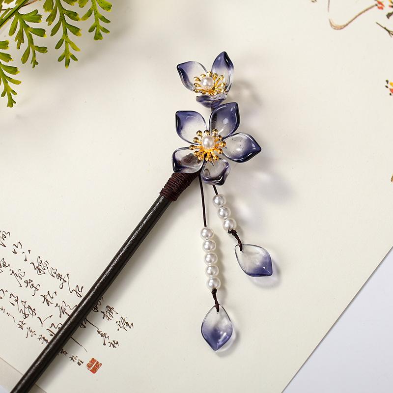 Sandeltre Blomst Hårnåler Kinesisk Stil Hårpinner Retro Hanfu Hårtilbehør Fe Cheongsam Hårknute Smykker Tiara