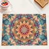 4pcs Polyester Mandala Style Floral Placemats Heat-Resistant Washable Non-Slip Table Mats for Kitchen Dining Table Home Decor