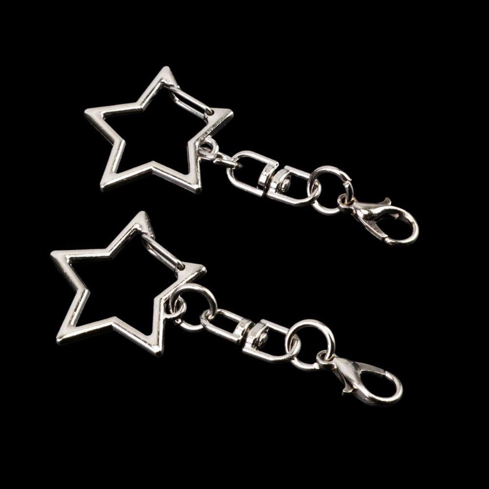 10Pcs Star Heart Keyring Pendant Multi Styles Keychain DIY Accessories Jewelry Findings