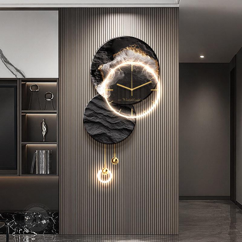 Modern Living Room LED Wall Clock Luxury Design Silent Number Clock Nordic Wall Watch Korean Creative Mural Lamp Room Decor