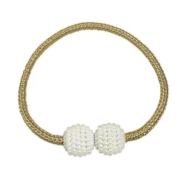 Wholesale Large Thick Rope Pearl Curtain Ties Magnetic TieSimple Tie Rope Decorations Curtain Buckles