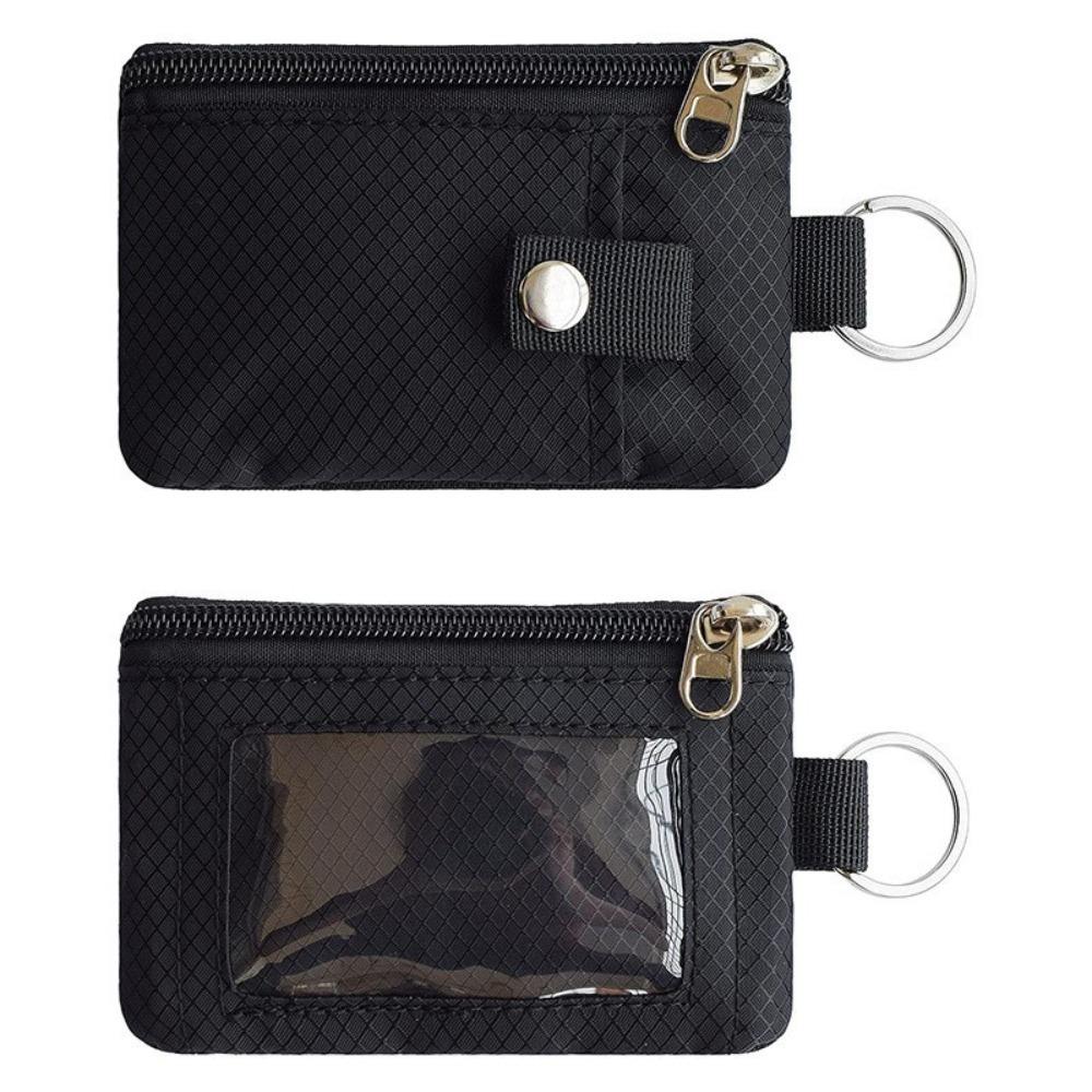 

RFID Blocking Small Wallet ID Window Lanyard Wallet Minimalist Keychain Wallet чорний