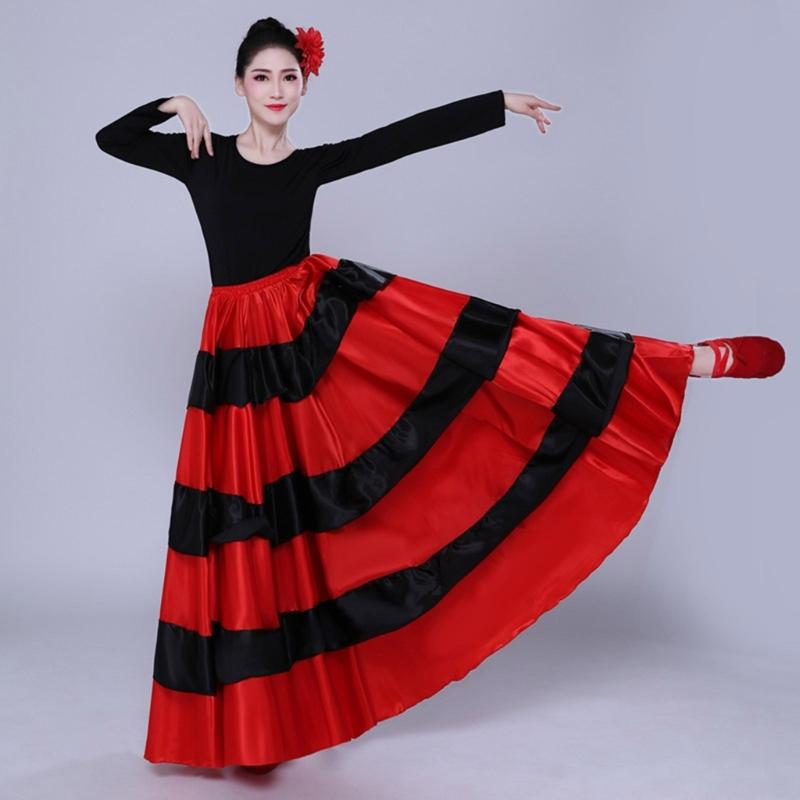 Spanish Bull Dance Skirt Belly Dance Skirt Big Swing Flamenco Skirt Spanish Folk Costume for Mexico Ballet Folklorico
