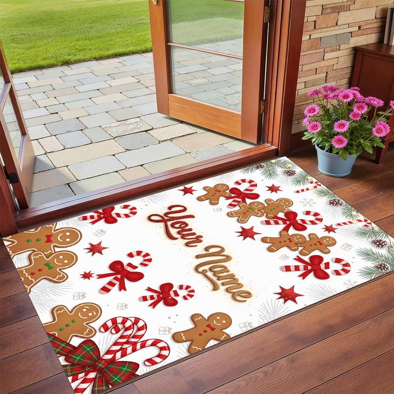 Christmas Custom Name Printed Square Area Rug Soft Non Slip Floor Carpet For Bedroom Holiday Gift